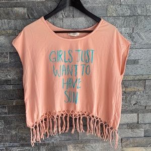 Billabong peach top with fringe